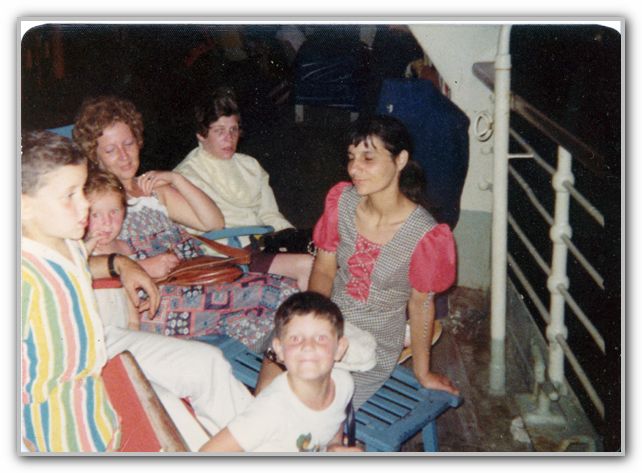 Young Mum DJ with mums friend on ship